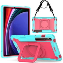 elitegadget Case for Samsung Galaxy Tab S10 FE /S10 FE Plus 13.1 Inch 2025 Released - Dual Layer Protective Heavy Duty Impact Resistant Case Cover with Rotating Ring Stand (Teal/Pink)
