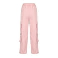 thumbnail image 5 of USNSM Plus Size Cargo Pants for Women Tummy Control Workout Pants Relaxed Fit Baggy Comfort Cargo Pants with Pockets Pink S, 5 of 6