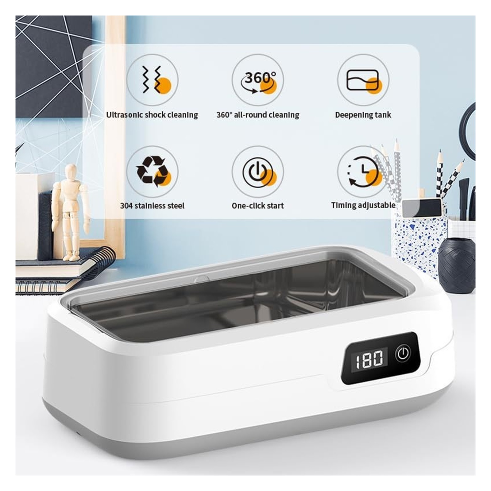 High-Frequency Ultrasonic Cleaner Is Great for Cleaning Jewelry Rings, Glasses, and Makeup Brushes