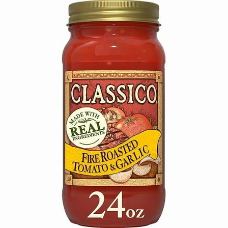 Pack of 2 Classico Fire Roasted Tomato & Garlic Spaghetti Pasta Sauce (24 oz Jar)