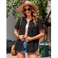 thumbnail image 6 of Zeagoo Shirts for Women Button Down Linen Cotton 100% Casual Shirts Short Sleeve Tops Business Blouses, 6 of 7