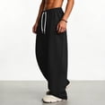 thumbnail image 2 of VBVC Men's Baggy Drawstring Sweatpants with Pockets, Stretchy Wide Leg Pants For Men, Black , S-3XL, 2 of 7