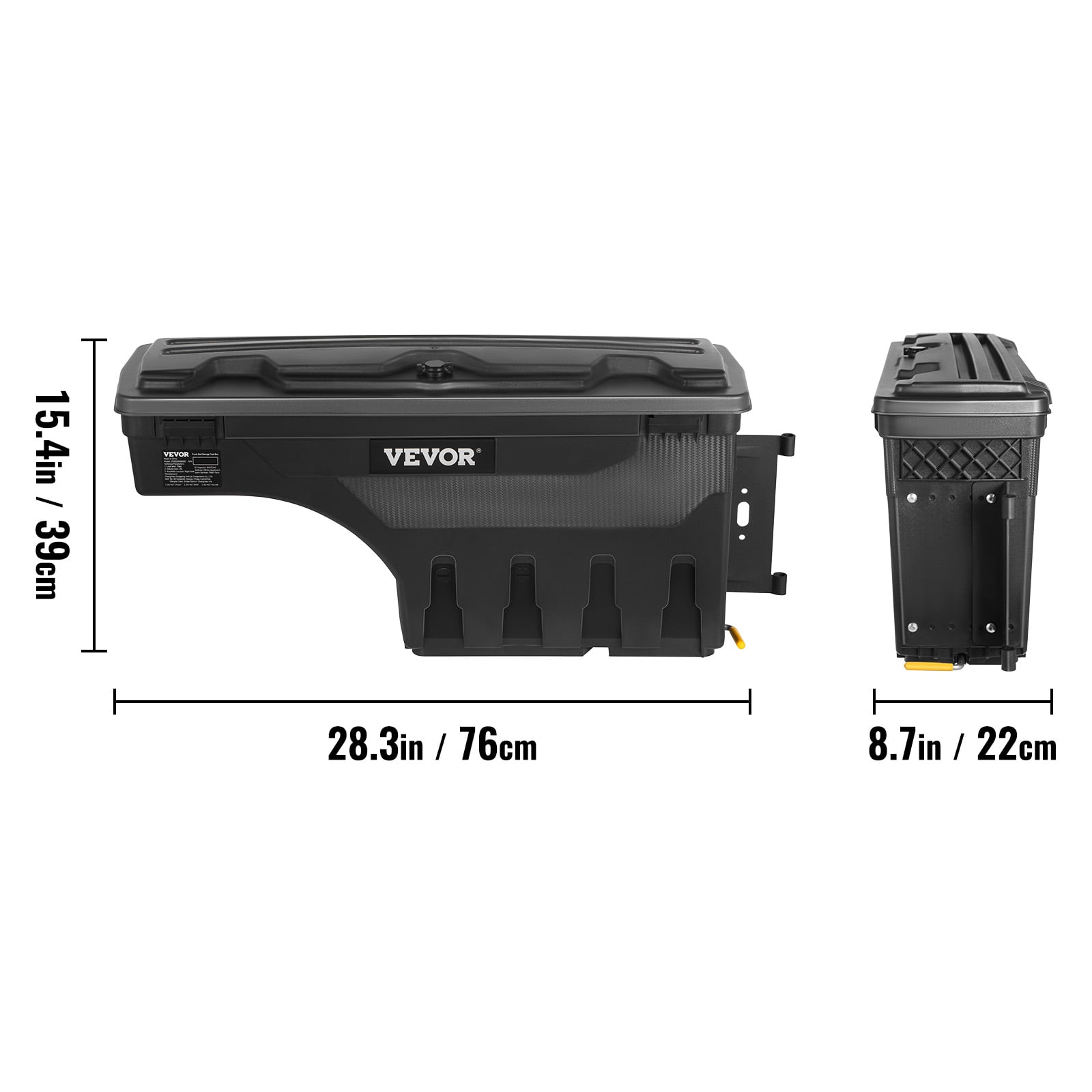 VEVOR Truck Bed Storage Box, Lockable  with Password Padlock, 6.6 Gal/25 L ABS Wheel Well Tool Box, Waterproof and Durable, Compatible with Ford F-150 2015-2021, Passenger Side
