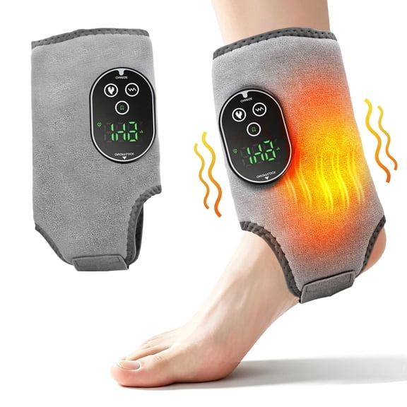 Ankle Massager with heat, 3000mAh Cordless Foot and Ankle Heating Pad with 6 Heat & 3 Vibration Settings, Timer for Relief, 1pc