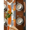 thumbnail image 3 of Table Runner 108 Inches Long for Kitchen Dining, Burnt Orange Grey Dresser Scarf Farmhouse, Dining Table Decorations for Wedding/Parties, Oil Painting Smear Modern Abstract Art 13 x 108 In, 3 of 9