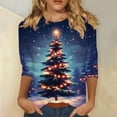 thumbnail image 2 of CFLVAEK Plus Size Womens Christmas Shirts Xmas Tree Print Holiday Tunic Tops Loose Fitting 3/4 Sleeve Blouse Casual Round Neck T Shirts Christmas Gifts L, 2 of 6