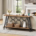 thumbnail image 6 of HOOBRO 63” Console Table with Charging Station, Unique Console Table with AC Outlets and USB Ports, Sofa Table, Metal Frame, for Entryway, Hallway, Foyer, Rustic Brown and Black BF124UXG01, 6 of 10