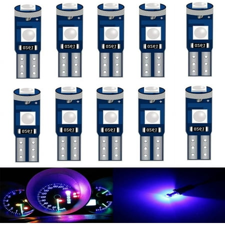 

FENG10Pcs T5 Led Bulb 3SMD 3030 Chips W3W Car motorcycle Dashboard Instrument Panel Lamp Indicator Wedge Light(A) (Blue)-240810