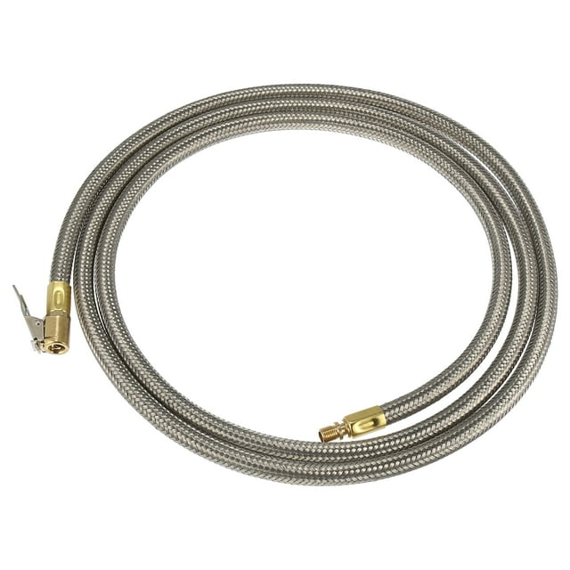 Unique Bargains Stainless Steel 10cm Air Chuck Inflator Compressor Pump Extension Hose for Car Motorbike Quick Connect