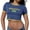 Blue, variant on Women's Casual T Shirts Brasil Print Short Sleeve Spring Tees 2026 Crewneck Summer Trendy Tops