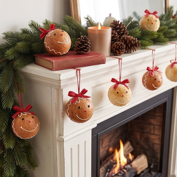 Christmas Foam Ball Ornaments 6Pcs 3.2in, White Orange Sequined Baubles with Hanging Strings, Festive Tree Decorations for Holiday Party, Shatterproof Christmas Balls for Xmas Tree Display