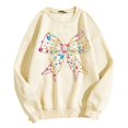 thumbnail image 1 of WEAIXIMIUNG Sweatshirts pour Femmes Fermeture Éclair Mode Décontractée Manches Longues Nœud Imprimé Col Rond Pull Sweatshirt, 1 of 3