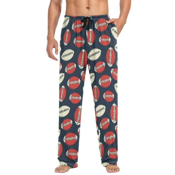 joogoo Men's Pajama Pants Football Pattern Soft Long Sleep Lounge Pjs Bottoms L