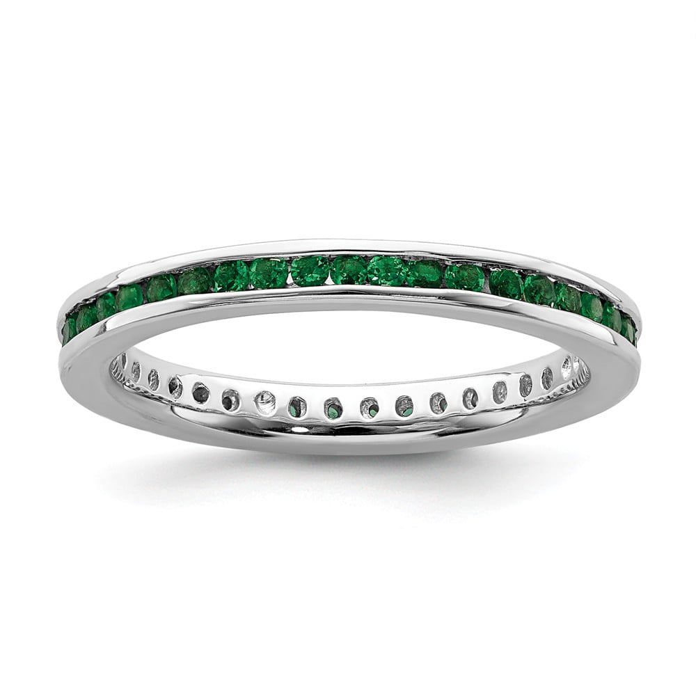 Sterling Silver Stackable Expressions Created Emerald Ring 7 Size Sterling Silver 