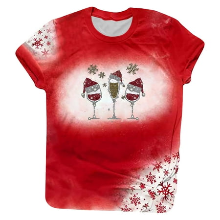 

Bospose Christmas T Shirt O-Neck Sweatshirt For Girls Short Sleeve Crop Top Corset Top Gold Top Women Casual Digital Tie Print Loose T-Shirt Blouse Tops Lady Fashion Digital Tie-Dye Snowflake T-Shirt