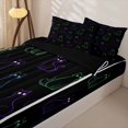 thumbnail image 3 of Homewish Lovely Pet Cats Zipper Queen Comforter Set with Fitted Sheet and 2 Pillowcases,Cute Animal Themed Zipper Bedding Set,Purple Green,Black Reversible,4pcs, 3 of 8