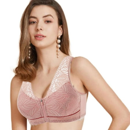 

Tohuu Full Coverage Bra Wireless Front-Close Lace Bras Comfort Wirefree Back Support Posture Full Coverage Bras custody