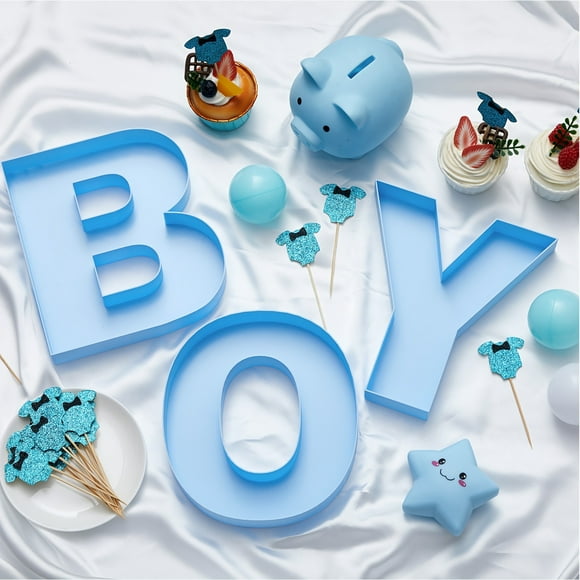 QJUHUNG Mini Charcuterie Letters 8 Inch Charcuterie Board Letters Fillable Sweet Chocolate Charcuterie Letter Fillable Box Letters For Charcuterie Fillable Baby Shower Decorations (Boy)