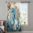 thumbnail image 2 of Nautical Coastal Sheer Curtains 108" Extra Long, Retro Marine Life Seahorse Compass Map Beige Light Filering Curtains, Privacy Drapes Simi Floor to Veiling Curtain for Living Room Window Treatment, 2 of 6