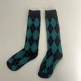 thumbnail image 3 of Aellinatey Women Knee High Socks College Vintage Multicolor Argyle Plaid Print Stockings, 3 of 20