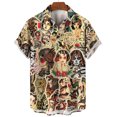thumbnail image 3 of Camisa con estampado 3D de temática de humanidades para hombre y mujer, informal, de manga corta, con solapa y botones, camiseta de gran tamaño para hombre, 3 of 5