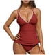 thumbnail image 2 of Traje de baño de bikini de verano para mujer, de color liso, con cojín en el pecho y sin soporte de acero, sin espalda, con tirantes, de nailon., 2 of 6