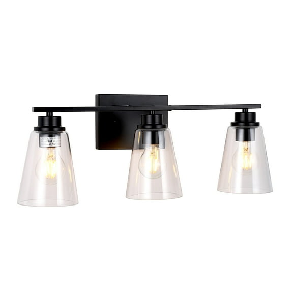 Chloe Lighting Erian 22" 3-Light Metal and Glass Vanity Bath Light in Black