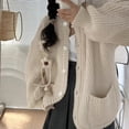 thumbnail image 1 of Suéter de cuello redondo con flores tridimensionales y nuevo diseño de otoño e invierno de Corea, chaqueta tipo cárdigan de punto suelta de estilo suave y perezoso, 1 of 5
