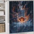 thumbnail image 5 of Christmas Snowman Snow House 4 Piece Shower Curtain Sets, Non-Slip Rugs, Toilet Lid Cover And Bath Mat, for Bathroom Decor Set, 72" X 72", 5 of 8