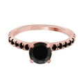 thumbnail image 2 of AoneJewelry 1.50 Carat Beautiful Natural Center and Side Black Diamond Engagement Wedding Ring Crafted In 10K Solid Rose White and Yellow Gold For Woman, 2 of 5