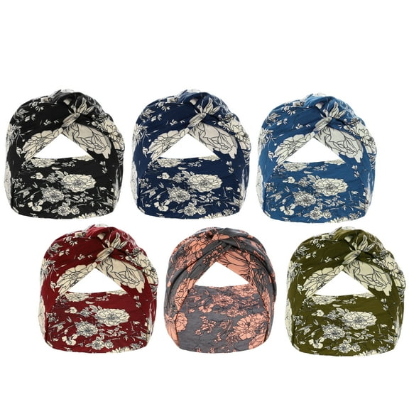 6pcs Yoga Wide Elastic Headscarfs Turban Head Bands for Women Girl 7.09inch Wide Colorful