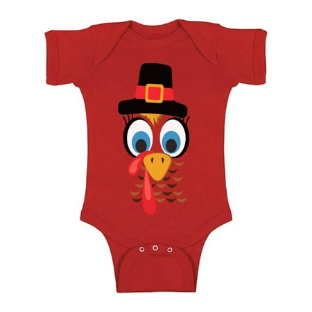 

Awkward Styles Thanksgiving Baby Bodysuit Turkey Face Romper