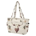 thumbnail image 2 of FORMRS Tote Bag for Women Quilted Large Capacity Travel Work Carry On Shoulder Handbag, Beige Cowboy Pattern, 2 of 7