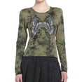 thumbnail image 1 of FAROOT Women Long Sleeve T-Shirts Butterfly Print Crew Neck Shirts Spring Fall Slim Fit Tops, 1 of 7