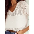 thumbnail image 4 of Chase Secret Womens Sweaters Casual Long Sleeve V Neck Lightweight Corchet Pullover Sweater Tops, 4 of 7