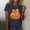 Dark Gray, variant on Women's Fall Halloween Thanksgiving Short Sleeved T-shirt Sparkling Pumpkin Printed Round Neck Short Sleeve Tops