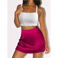 thumbnail image 3 of Weardear Silk Skirts for Women 2025 Summer Mini Skirt Elastic High Waisted A Line Skirt with Zipper, 3 of 4
