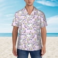 thumbnail image 5 of Uemuo Purple Rabbit Printed Regular Fit Short Sleeve Casual Hawaiian Shirt for Men,Aloha shirt,Tropical shirt,Floral print shirt,Vacation Beach shirt-, 5 of 9