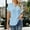 Light Blue, variant on Dolkfu Short Sleeve Summer Tops for Women Cotton Linen Brown V Neck T-Shirts Breathable Button Woman Shirts L