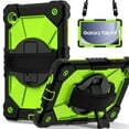 thumbnail image 2 of ELEHOLD Rugged Hybrid Case For Samsung Galaxy Tab A9, with Built-in Kickstand 360° Rotating Handstrap Crossbody Shoulder Strap Shockproof Heavy Duty Case, Black+Green, 2 of 9