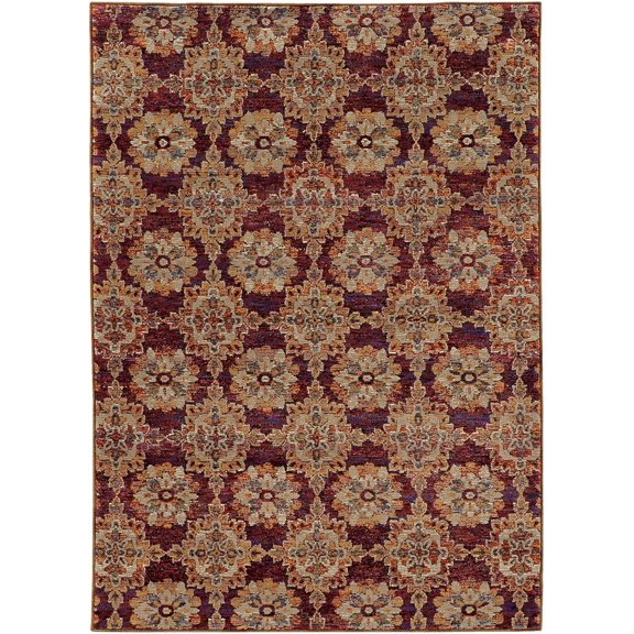 Oriental Weavers Andorra Area Rug 6883A Red Rings Petals 6' 7" x 9' 6" Rectangle