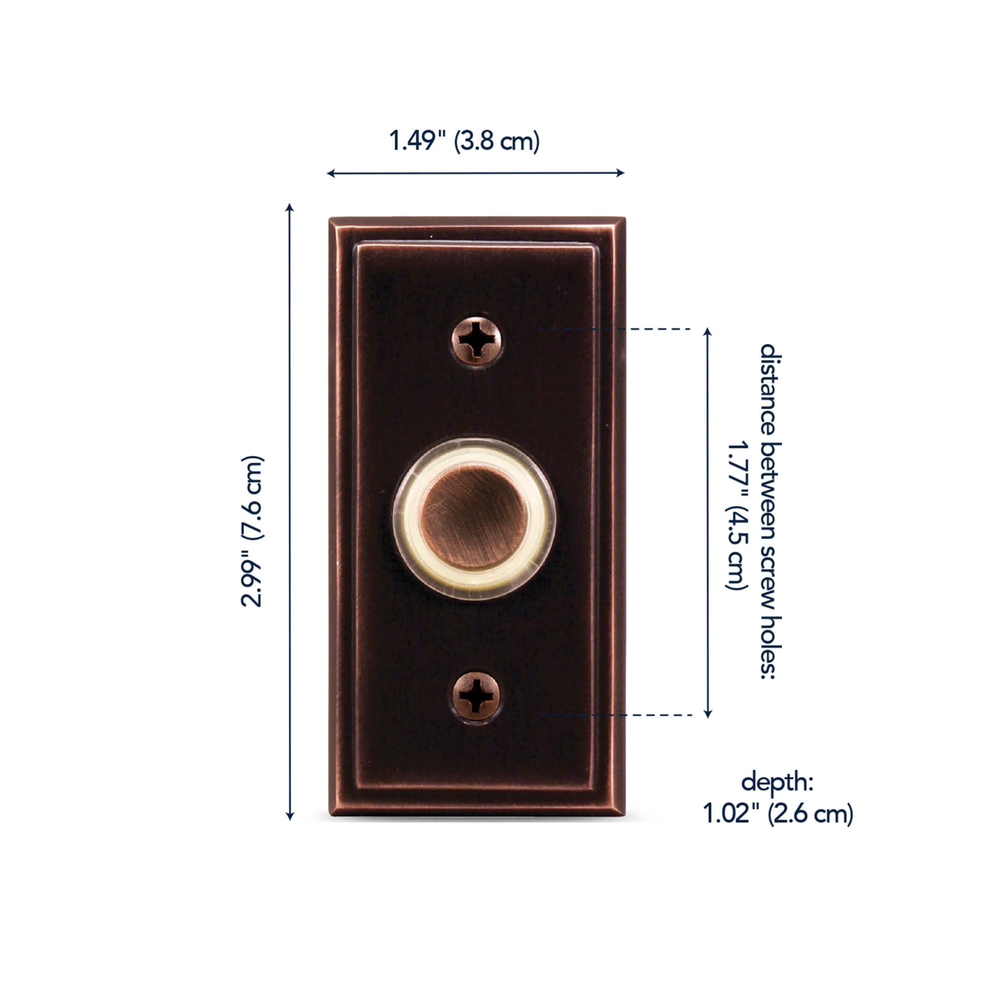 Globe Electric 91008661 Heath Zenith Metal Wired Lighted Push Doorbell Button - Bronze