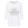 thumbnail image 4 of YUGYXL Deals Womens Three Quarter Sleeve Tshirts 2025 Mardi Gras Cute Comfy Printed Clothes Summer Crew Neck Soft Tunic Shirts Celebration Loose Tops Clearance Sales, 4 of 5