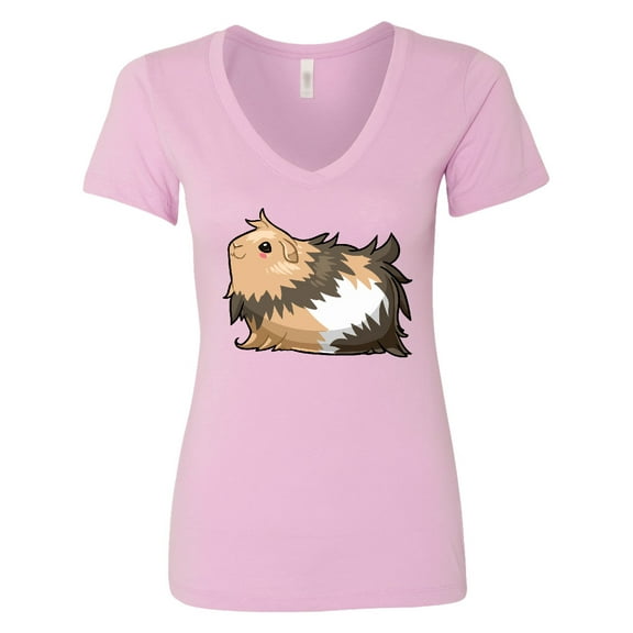 Inktastic Cute Long Haired Guinea Pig Women's V-Neck T-Shirt