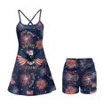 thumbnail image 2 of KEIAHUAN America Anniversary Eagle Golf Dresses for Women with Shorts Breathable Cross Backless Tennis Dress with Pocket Spaghetti Strap Summer Athletic Dress 2 Piece Set Large, 2 of 7