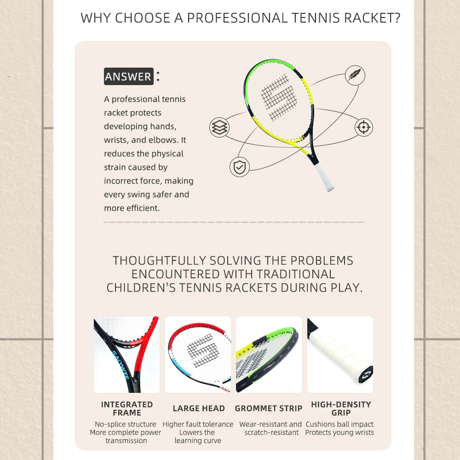 19/21/23/25 Inch Carbon Fibre Tennis Racket, Professional Beginners High Quality, Lightweight & Durable, Already Threaded, Best Gifts for Son & Daughter, Fostering A Love of Sport