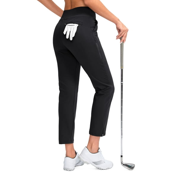 Pantalones de golf YYV, elásticos, cintura alta, mujer negra