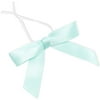 Bright Creations 3" Light Blue Satin Bow Twist Ties with Clear Twist Ties for Treat Bags and Gift Package, 100 Pack