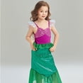thumbnail image 5 of Disfraz de princesa Ariel de La Sirenita de Disney, vestido morado para niñas, disfraz de cosplay para niños, fiesta de cumpleaños de carnaval, vestido de sirena, 5 of 5