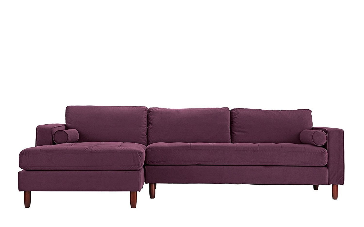 Mid Century Modern Tufted Velvet Sectional Sofa L Shape Couch With Mid Century Modern Tufted Velvet Sectional Sofa L Shape Couch With Extra Wide Chaise Lounge Navy Com